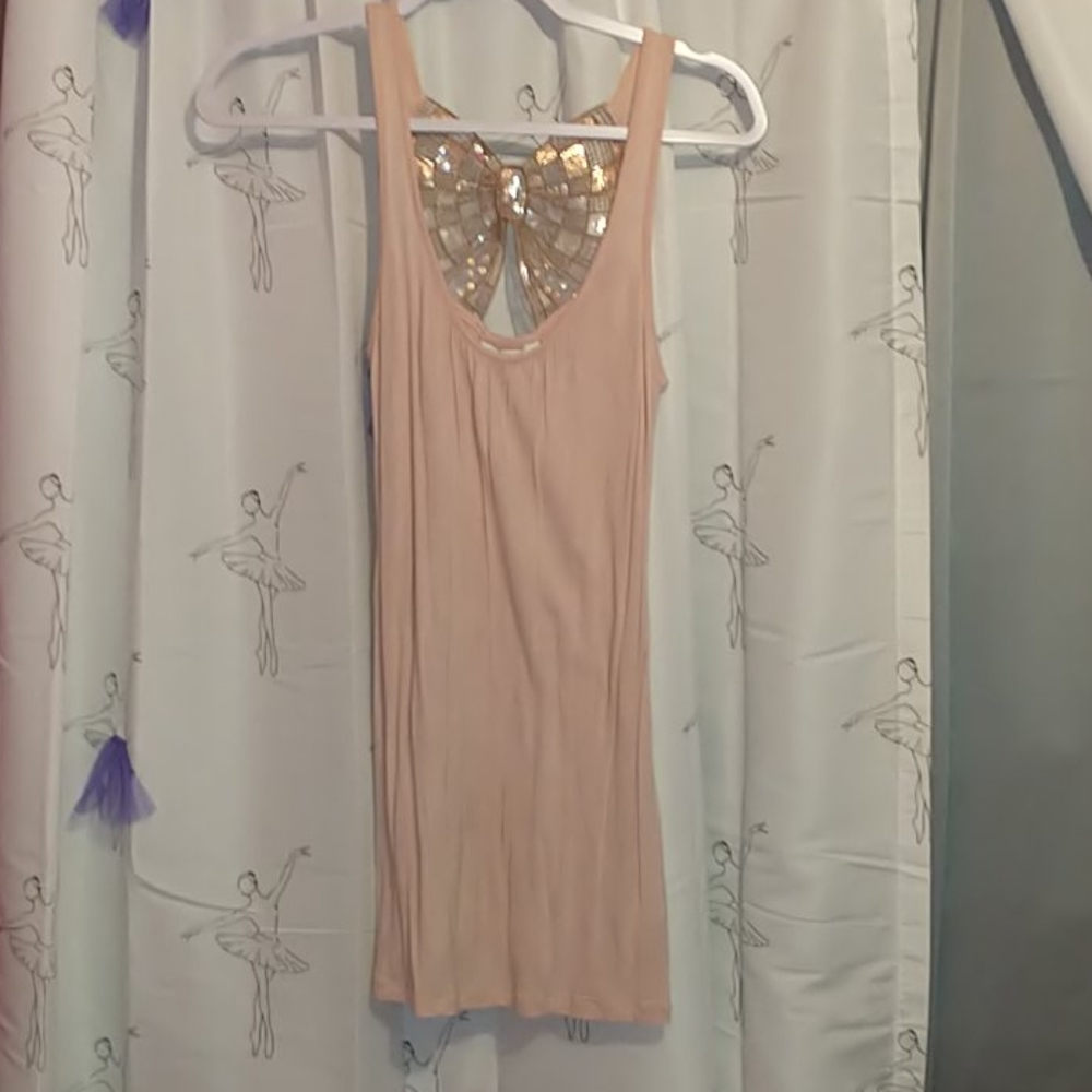 Kirra beautiful pink sequin back tank top